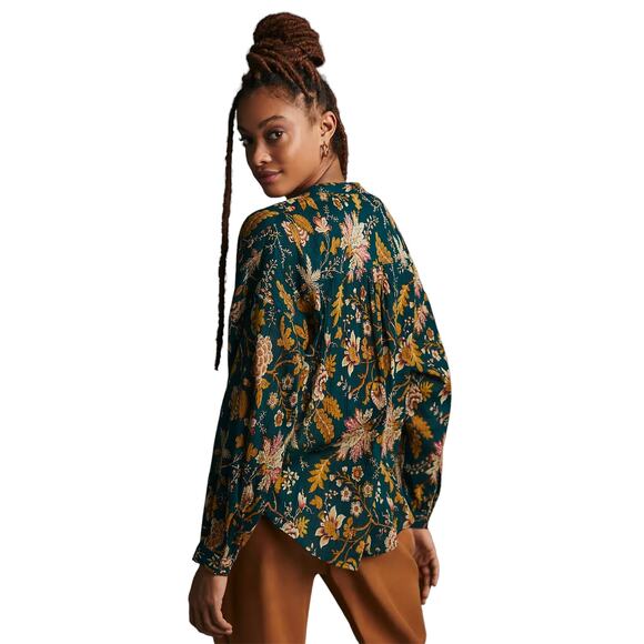 Anthropologie Pilcro The Tavi Tie Neck Button Down Blouse - Picture 3 of 12